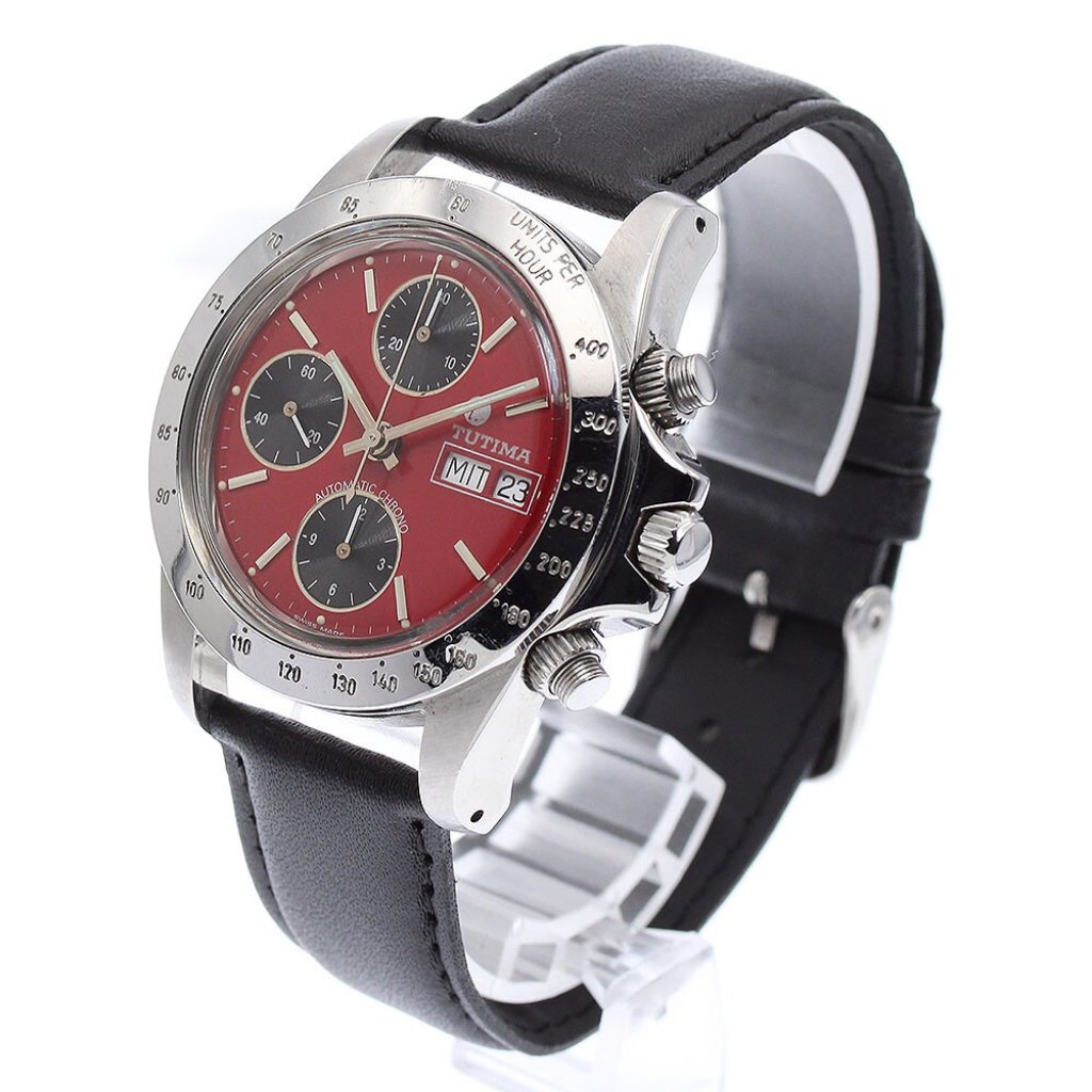Tutima 793 Chronograph Day Date Red Dial Automatic Mens Watch